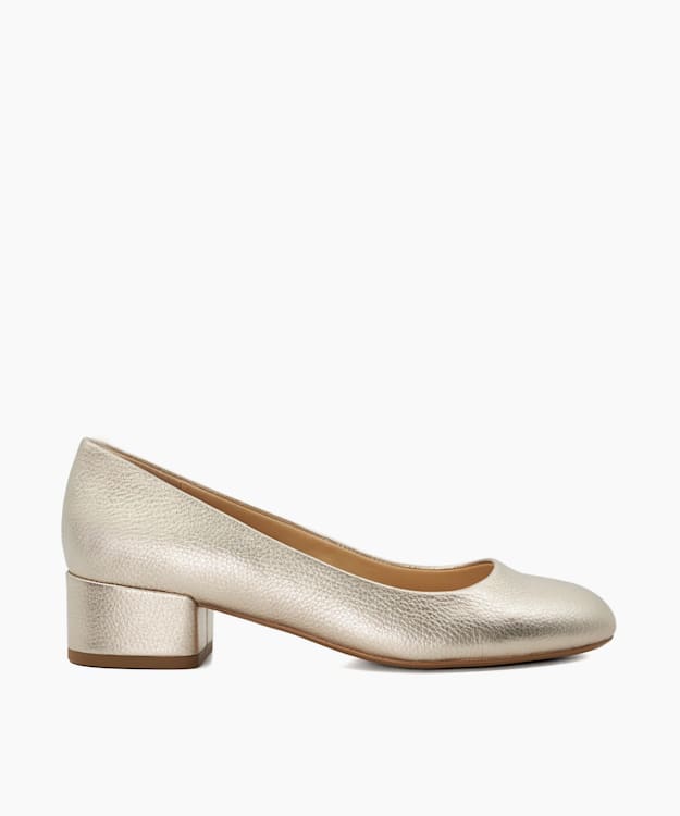 dune london Bracket - Gold Comfort Block-Heeled Courts