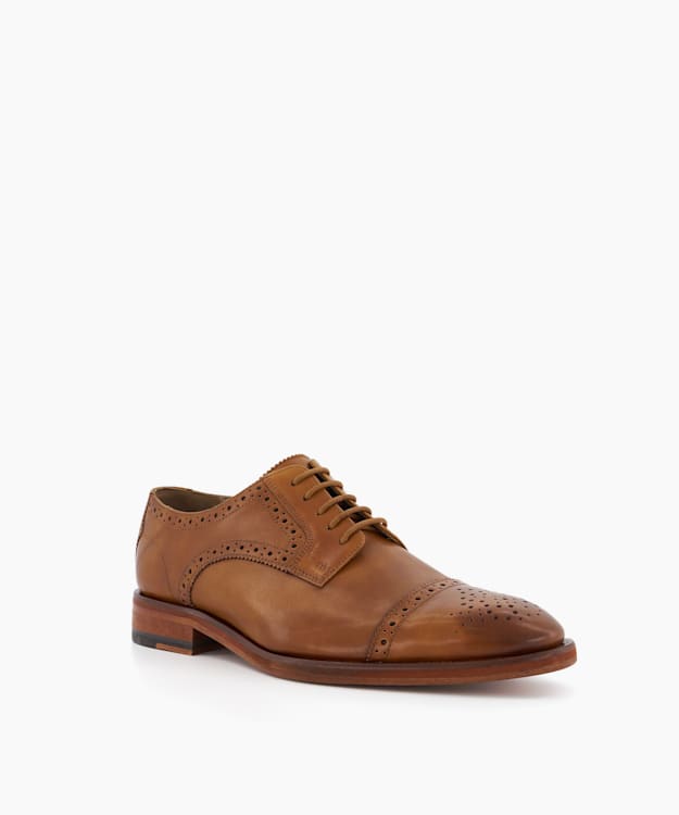 Dune London Bridgford - Tan Leather Derby Brogue Shoes