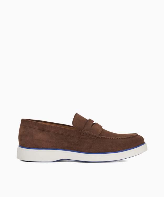 dune london Buntis - Brown Rubber Sole Penny Trim Loafers