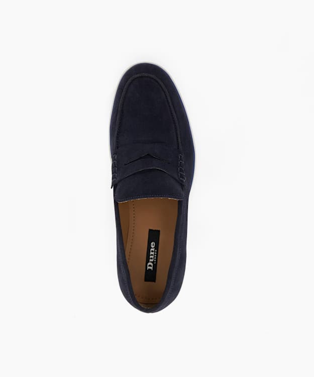Dune London Buntis - Navy Rubber Sole Penny Trim Loafers