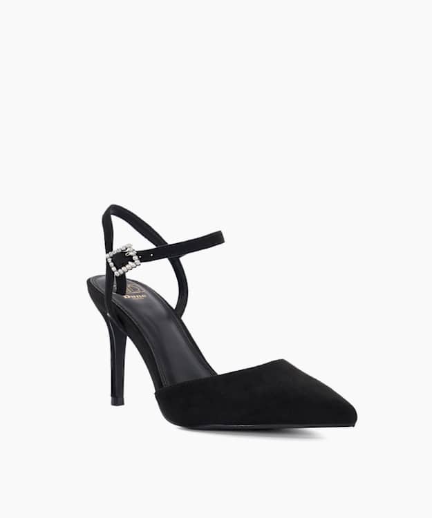 Dune London Caitlyn - Black Diamante Buckle Open Court