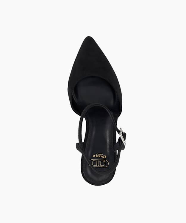 Dune London Caitlyn - Black Diamante Buckle Open Court