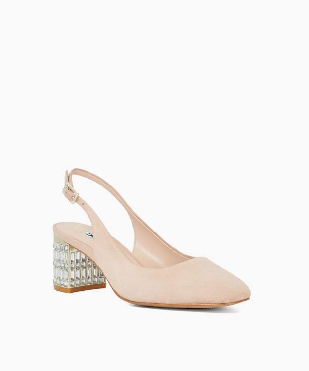 Dune London Calenna - Blush Cut Glass Heel Slingback Shoes