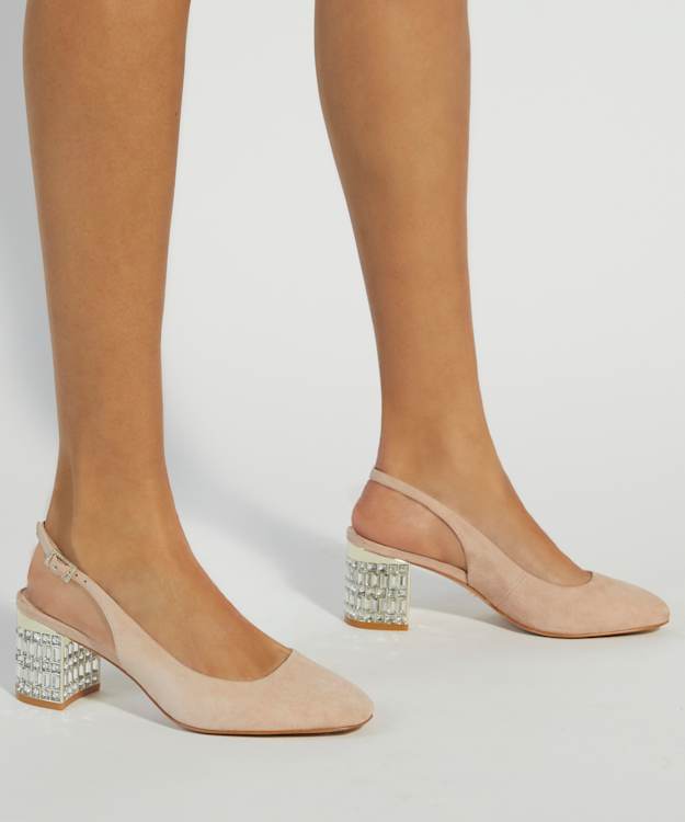 Dune London Calenna - Blush Cut Glass Heel Slingback Shoes