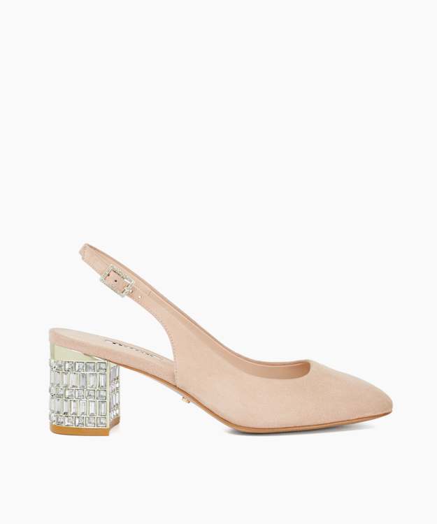 dune london Calenna - Blush Cut Glass Heel Slingback Shoes