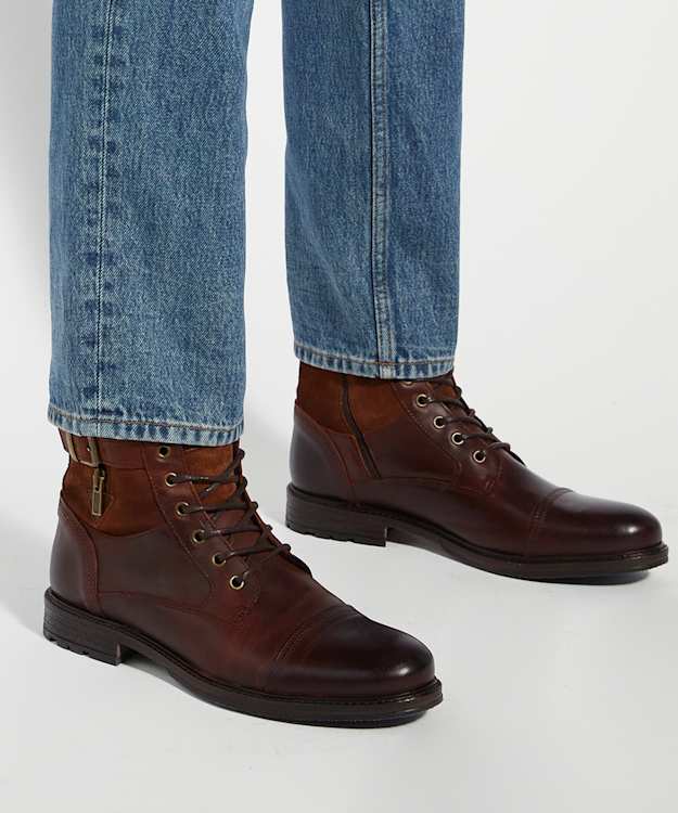 Dune London Call - Brown Casual Buckle Detail Ankle Boots