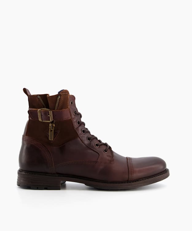 dune london Call - Brown Casual Buckle Detail Ankle Boots