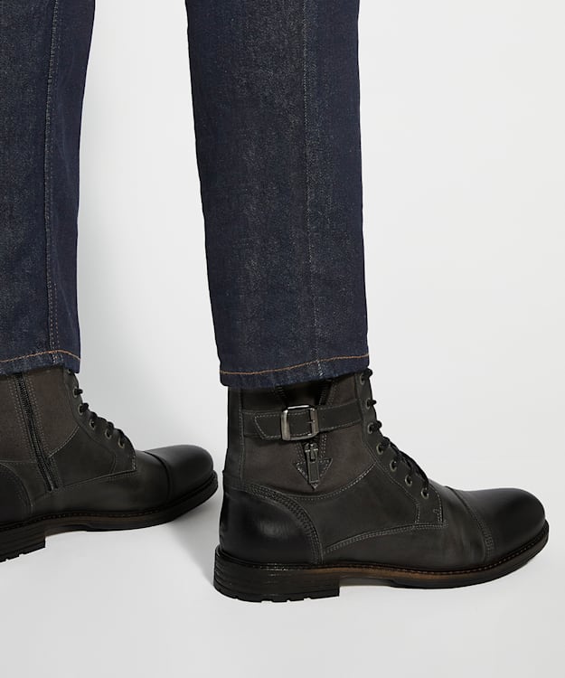 Dune London Call - Grey Casual Buckle Detail Ankle Boots