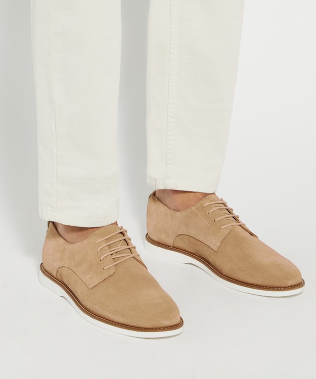 Dune London Careys - Beige Casual Suede Lace-Up Shoes