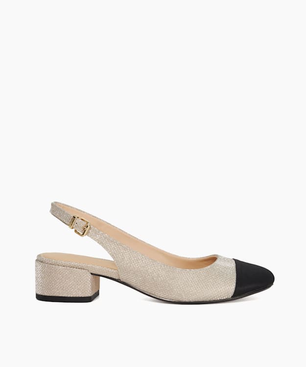 dune london Casing - Gold Leather Toe-Cap Sling-Backs