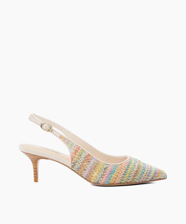 dune london Celima - Multi Rainbow Raffia Sling-Backs