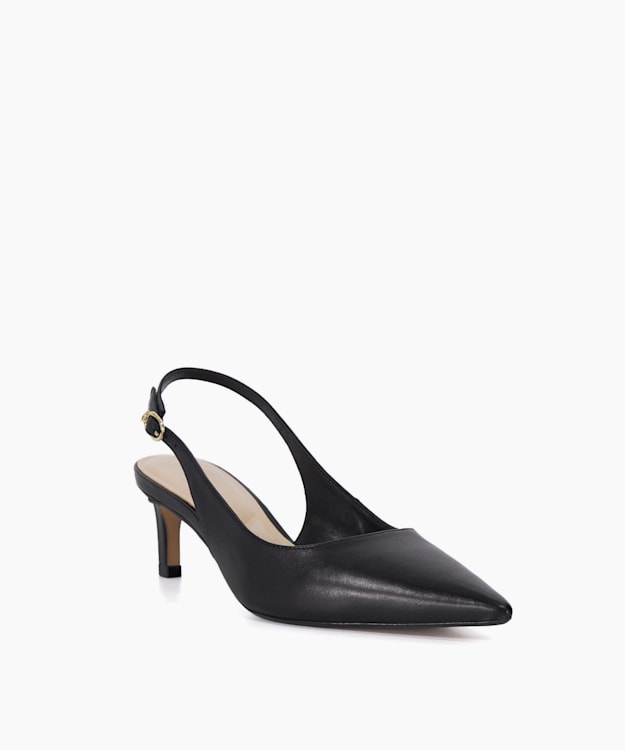 Dune London Celinna - Black Pointed Toe Sling-Back Heels