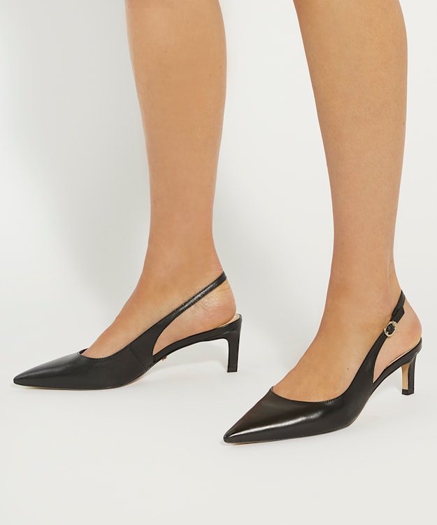Dune London Celinna - Black Pointed Toe Sling-Back Heels