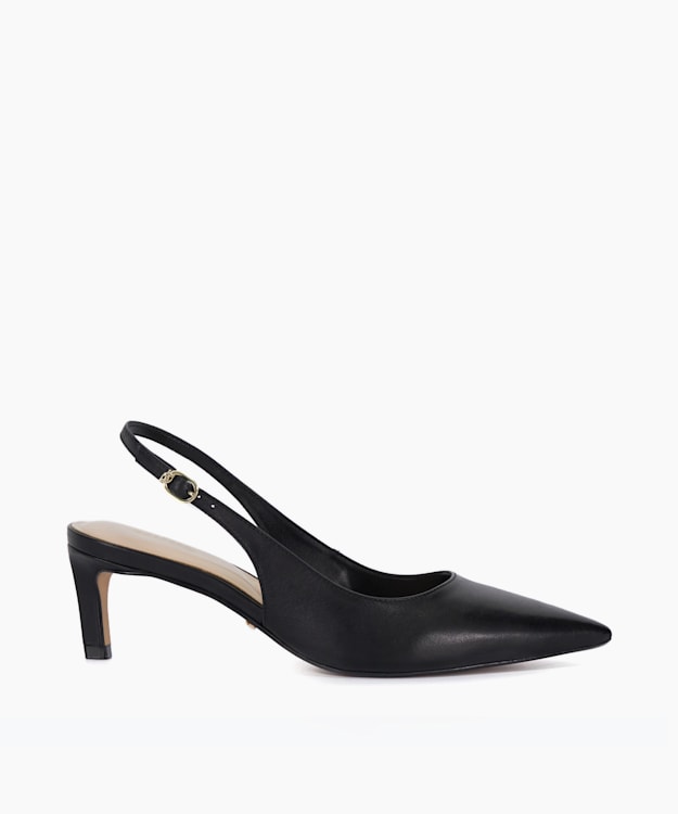 dune london Celinna - Black Pointed Toe Sling-Back Heels