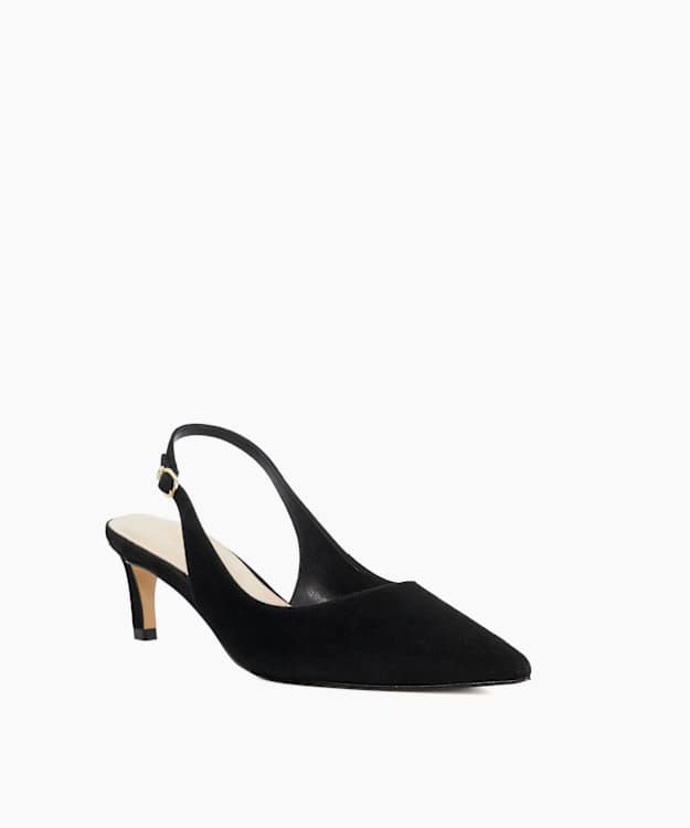 Dune London Celinna - Black Wide Fit Kitten Heel Sling Backs