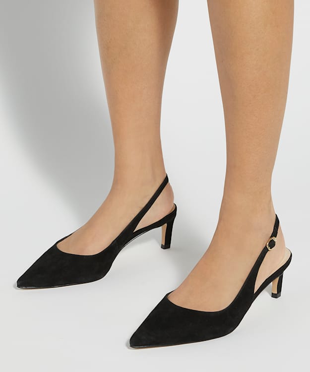 Dune London Celinna - Black Wide Fit Kitten Heel Sling Backs