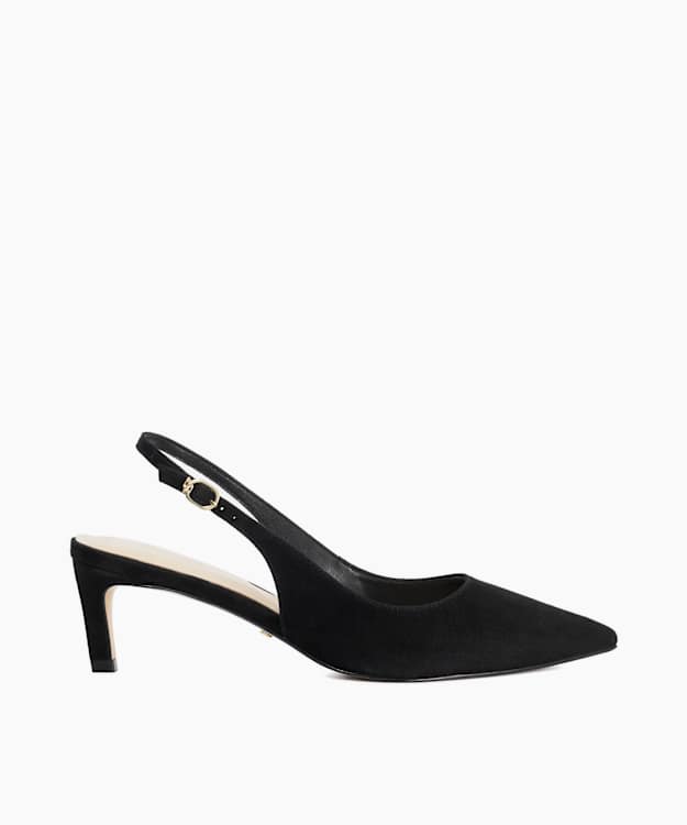 dune london Celinna - Black Wide Fit Kitten Heel Sling Backs