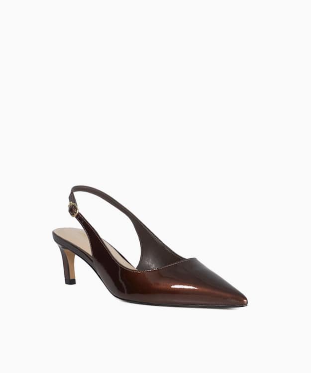 Dune London Celinna - Brown Wide Fit Kitten Heel Sling Backs