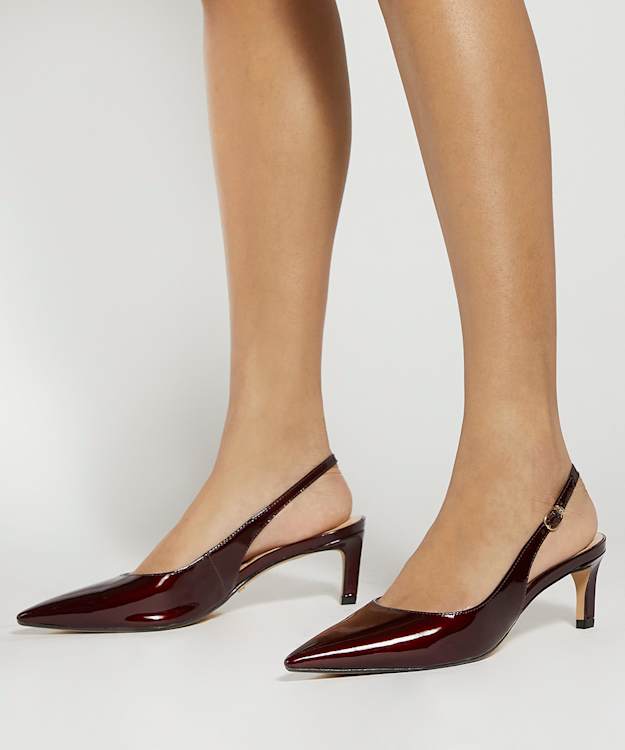 Dune London Celinna - Brown Wide Fit Kitten Heel Sling Backs