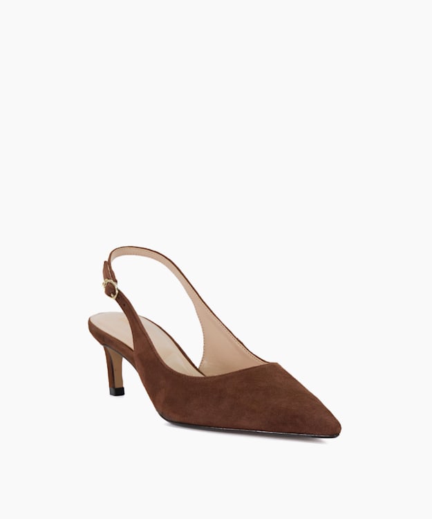 Dune London Celinna - Chestnut Pointed Toe Sling-Back Heels