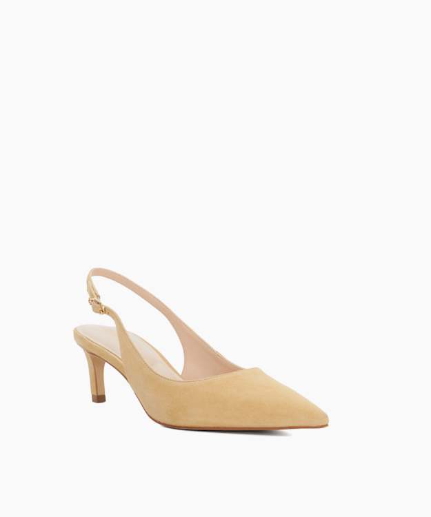 Dune London Celinna - Sand Butter Yellow Pointed Toe Kitten Heels