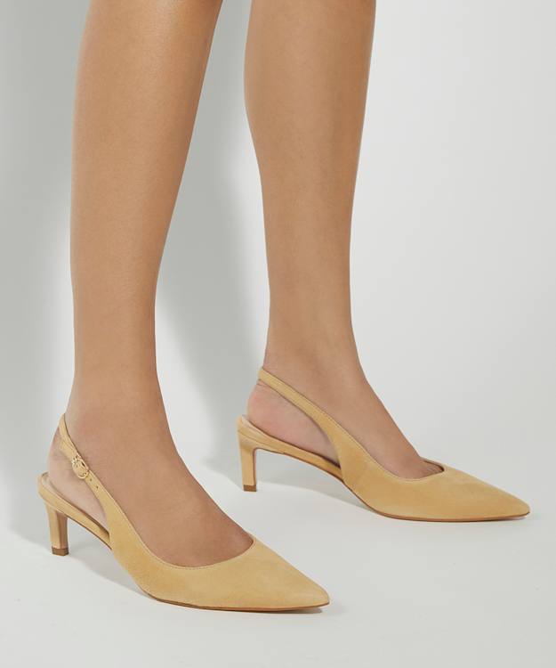 Dune London Celinna - Sand Butter Yellow Pointed Toe Kitten Heels
