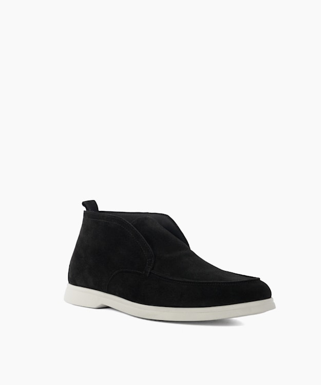 Dune London Celsey - Black Suede Round Toe Slip-On Ankle Boots