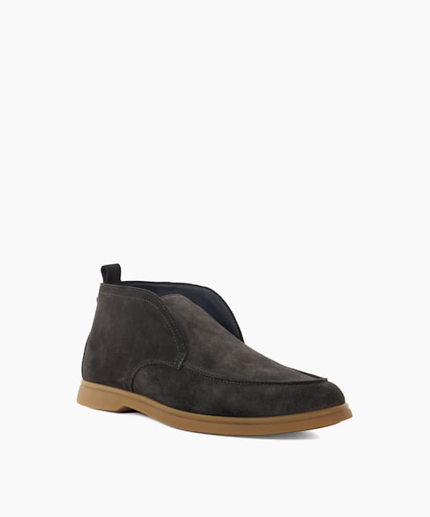 Dune London Celsey - Grey Suede Round Toe Slip-On Ankle Boots