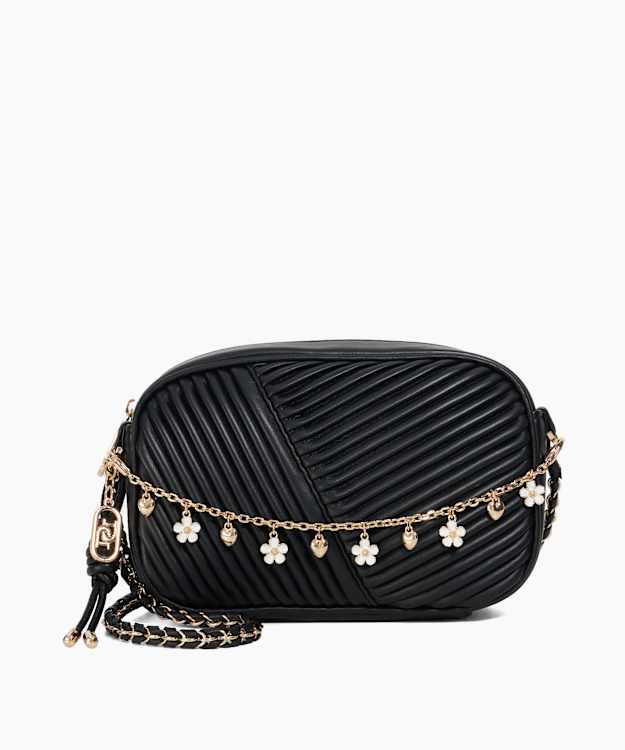 dune london Chancery - Black Camera Bag With Charm Trim