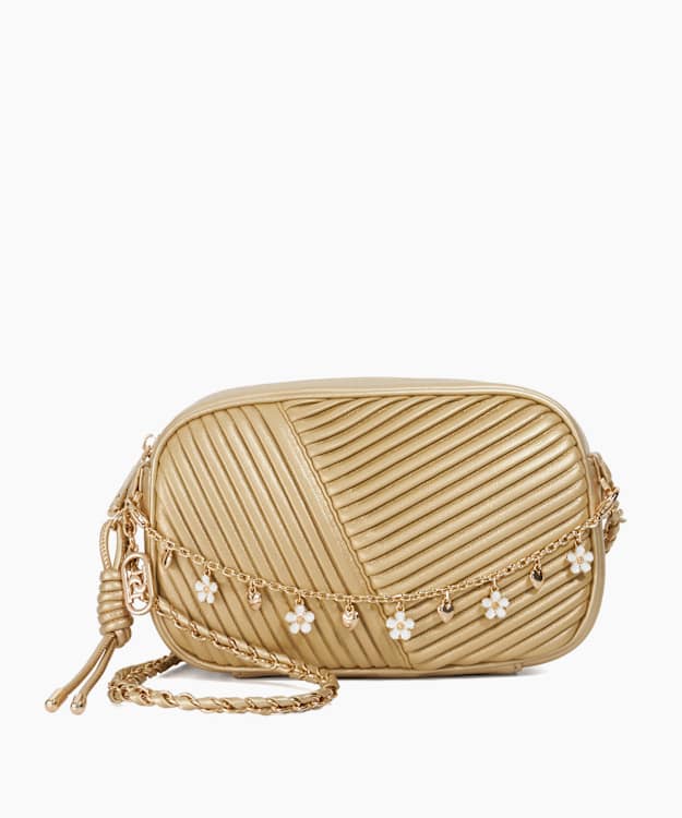 dune london Chancery - Gold Camera Bag With Charm Trim