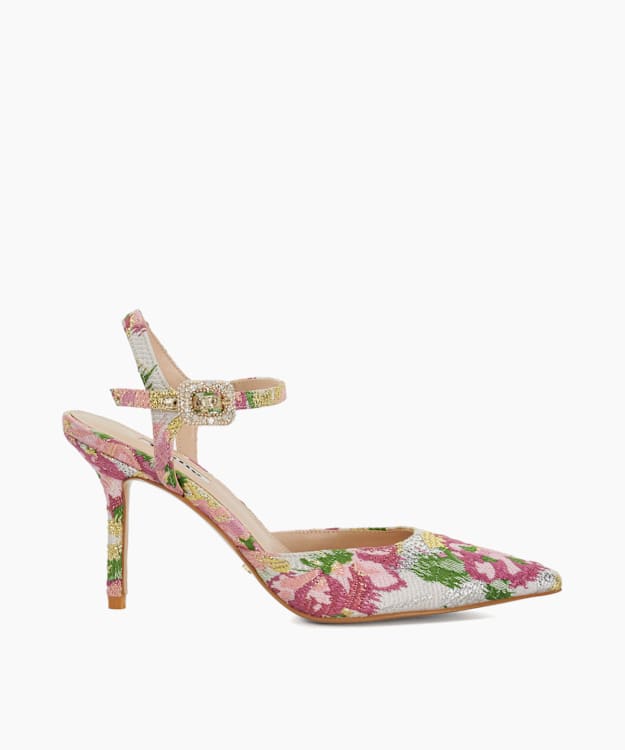 dune london Channel - Pink Buckle-Detail Heeled Courts