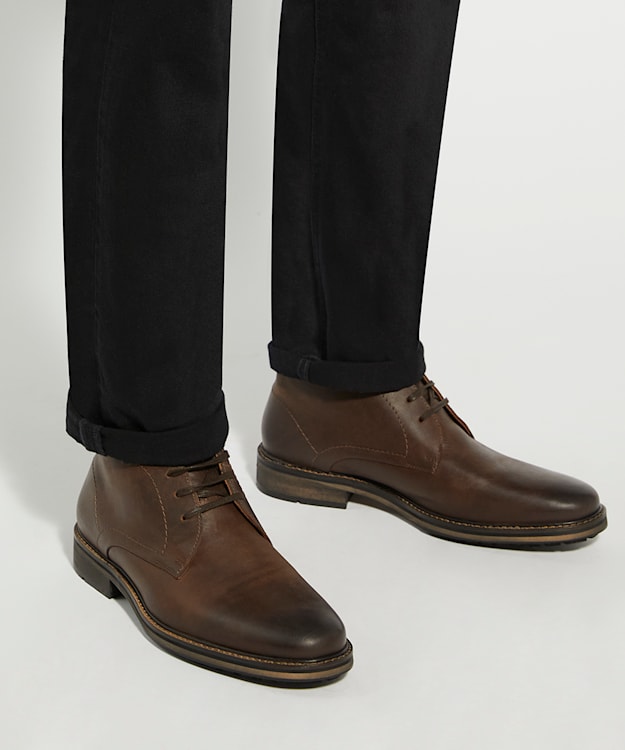 Dune London Charleys - Brown Wide Fit Leather Chukka Boots