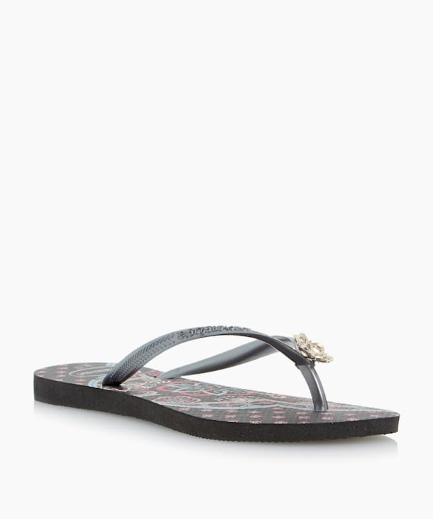 dune london Charm Flip Flops - Black Havaianas Slim Charm Flip Flops