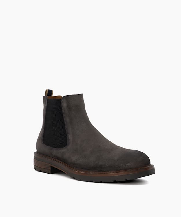 Dune London Cheltenham - Dark Grey Suede Casual Chelsea Boots