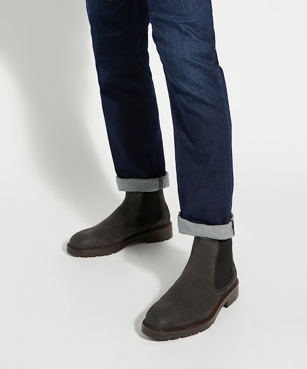 Dune London Cheltenham - Dark Grey Suede Casual Chelsea Boots