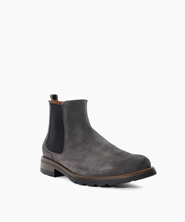 Dune London Chelty - Grey Brushed Suede Chelsea Boots