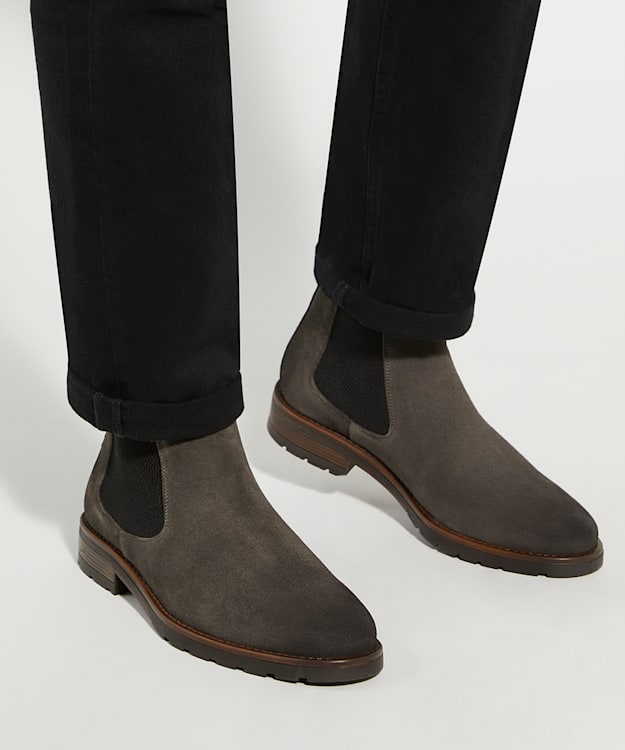 Dune London Chelty - Grey Brushed Suede Chelsea Boots
