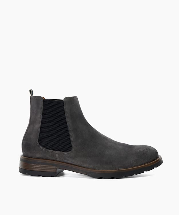 dune london Chelty - Grey Brushed Suede Chelsea Boots