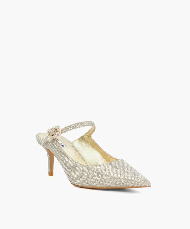 Dune London Chronicles - Gold Stiletto Heel Slip On Mule