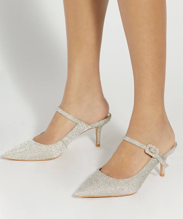 Dune London Chronicles - Gold Stiletto Heel Slip On Mule