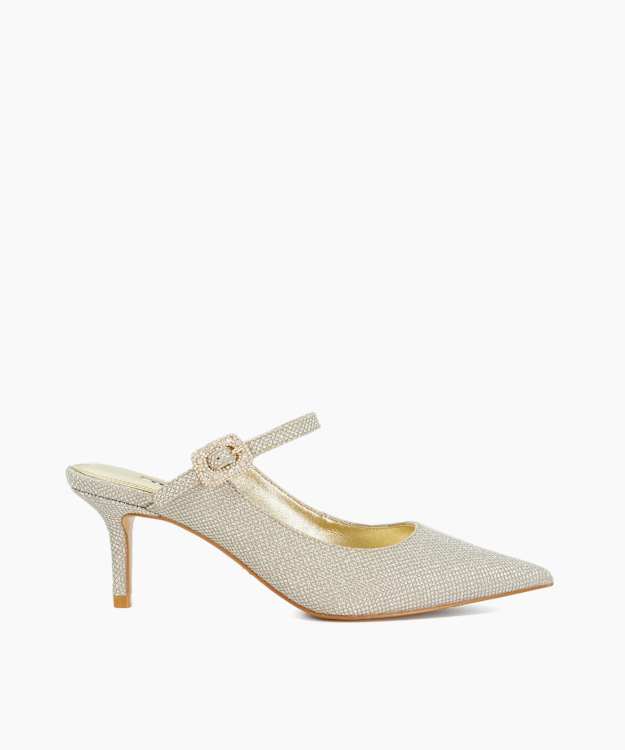 dune london Chronicles - Gold Stiletto Heel Slip On Mule