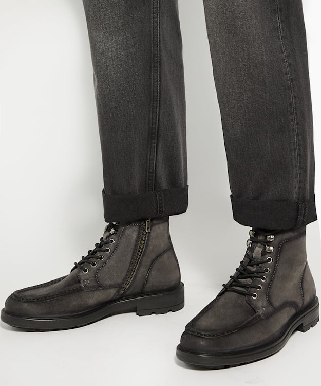 Dune London Clarise - Dark Grey Lace Up Cleated Sole Casual Boots