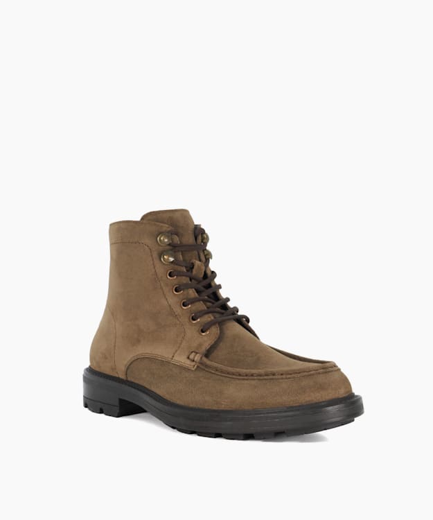 Dune London Clarise - Taupe Lace Up Cleated Sole Casual Boots