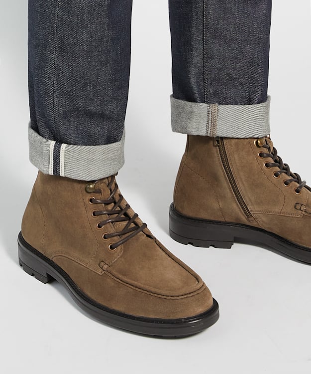 Dune London Clarise - Taupe Lace Up Cleated Sole Casual Boots