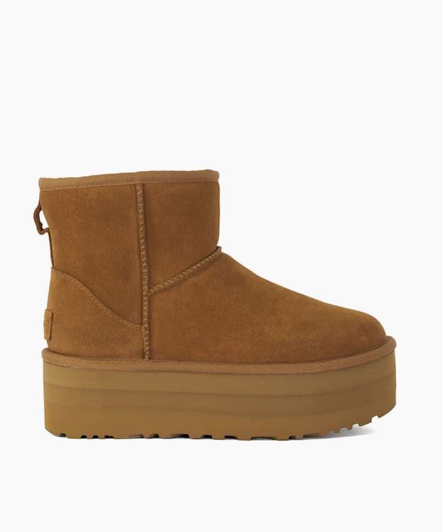dune london Classic Mini Pl - Tan UGG Suede Platform Boots
