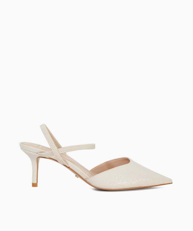 dune london Classical - Ecru Wide Fit Pointed Courts With Elasticated Straps