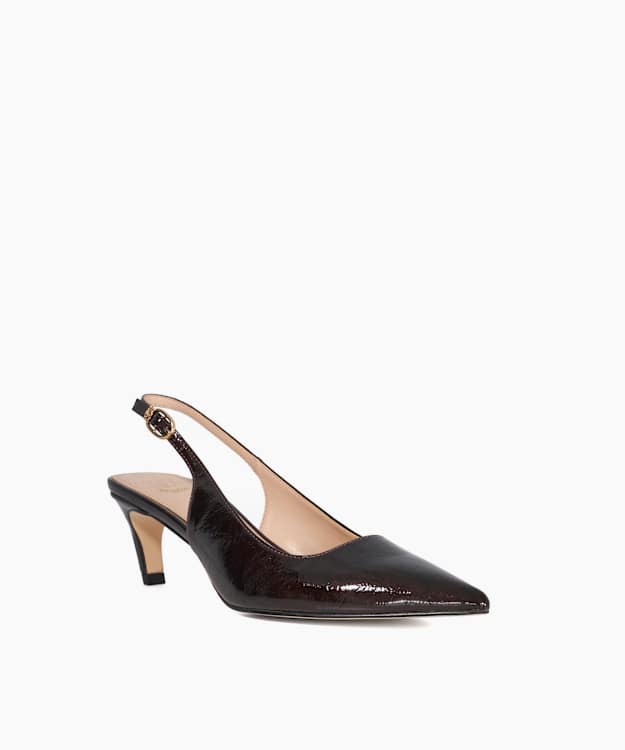 Dune London Cleos - Brown Mid Height Comma Heel Sling-Backs