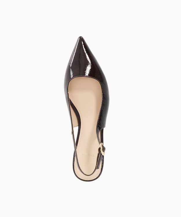 Dune London Cleos - Brown Mid Height Comma Heel Sling-Backs
