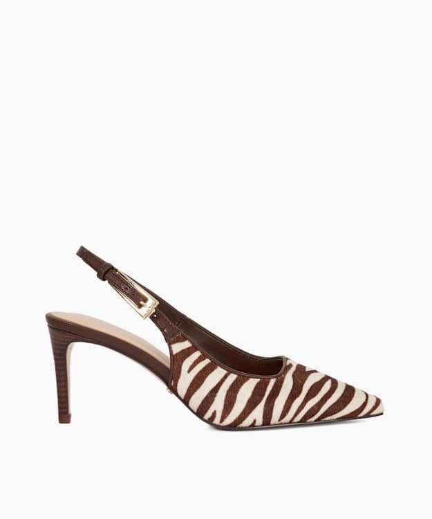 dune london Closed - Zebra Mesh Detail Pointed Toe Slingback Heels