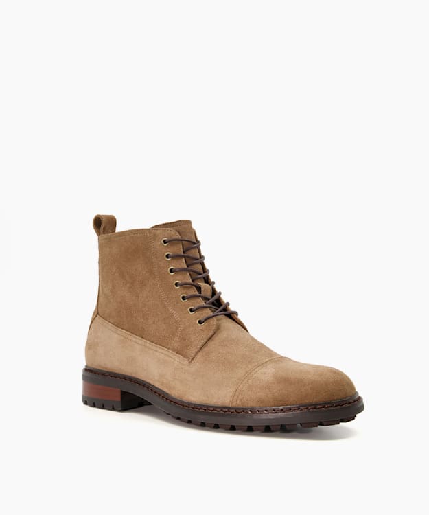 Dune London Collared - Taupe Casual Suede Lace-Up Boots